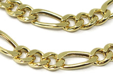 Cargar imagen en el visor de la galería, 18k yellow gold bracelet big 5 mm rounded figaro gourmette alternate 3+1, 8.3".