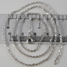 Cargar imagen en el visor de la galería, 18k white gold chain mini 1.5 mm rolo oval mirror link 17.70 inch. made in Italy.