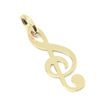 Cargar imagen en el visor de la galería, 18K YELLOW GOLD FLAT 20mm 0.9" TREBLE CLEF MUSICAL NOTE PENDANT, VIOLIN CHARM.