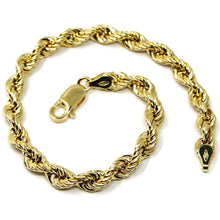 Cargar imagen en el visor de la galería, 18k yellow gold bracelet big 5.5mm braid rope link, 8 inches long, made in Italy.
