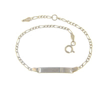 Load image into Gallery viewer, 18k white gold boy girl baby bracelet engraving plate figaro 3+1 chain 5.5-6.3".