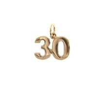 Cargar imagen en el visor de la galería, 18k rose gold number 30 thirty small pendant charm, 0.4", 10mm.
