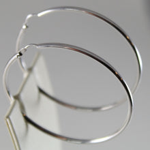 Load image into Gallery viewer, 18k white gold earrings big circle hoop 41 mm 1.61 inch diameter made in Italy.