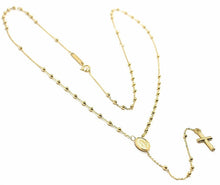 Cargar imagen en el visor de la galería, 18k yellow gold 19 inches mini rosary necklace miraculous Mary medal Jesus cross.
