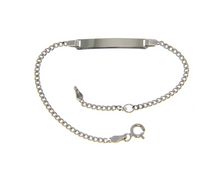 Load image into Gallery viewer, 18k white gold boy girl baby bracelet engraving plate cuban curb chain 5.5-6.3".