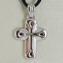 Load image into Gallery viewer, 18k white gold cross very shiny and luster, perforated made in Italy 0.91 in.