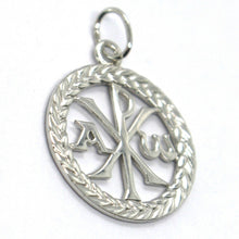 Load image into Gallery viewer, SOLID 18K WHITE GOLD MONOGRAM OF CHRIST PENDANT, PEACE, MEDAL, 0.8 INCHES.
