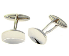 Cargar imagen en el visor de la galería, 18k white gold cufflinks, rhombus flat 15mm 0.6" button, smooth, made in Italy.