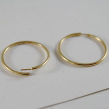 Cargar imagen en el visor de la galería, 18K YELLOW GOLD EARRINGS MINI CIRCLE HOOP 16 MM 0.63 IN DIAMETER MADE IN ITALY.