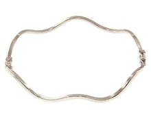 Load image into Gallery viewer, 18K WHITE GOLD BRACELET ONDULATE BANGLE 2mm SQUARE TUBE, SMOOTH, SAFETY CLOSURE.