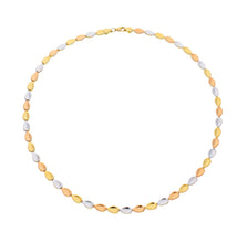 Load image into Gallery viewer, 18K YELLOW WHITE ROSE GOLD FLAT ALTERNATE 5mm DROPS PETALS CHOKER 16.5" NECKLACE.