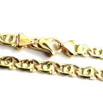 Load image into Gallery viewer, SOLID 18K YELLOW GOLD CHAIN TIGER EYE INFINITY FLAT LINKS 4 mm, 24", 60cm.