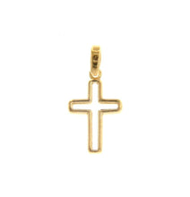 Load image into Gallery viewer, SOLID 18K YELLOW GOLD SMALL 12mm 0.47" CROSS PENDANT, CHARM, MADE IN ITALY.