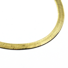 Cargar imagen en el visor de la galería, 18K YELLOW GOLD BRACELET FLAT 3.5mm BOX SNAKE FISHBONE, 7.3", 18.5cm HERRINGBONE.