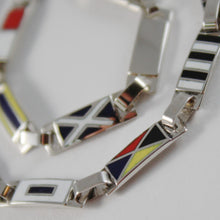 Load image into Gallery viewer, massive solid 18k white gold bracelet with glazed nautical flags, made in Italy.