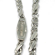 Cargar imagen en el visor de la galería, 18k white gold bracelet, alternate infinite & circle bone links, made in Italy.