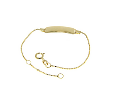 Load image into Gallery viewer, 18k yellow gold  baby boy girl bracelet engraving plate venetian chain 5.1-5.9&quot;.
