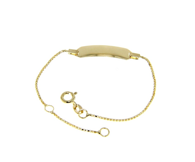 18k yellow gold  baby boy girl bracelet engraving plate venetian chain 5.1-5.9