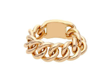 Cargar imagen en el visor de la galería, 18k rose gold smooth gourmette 8mm ring, band, made in Italy.