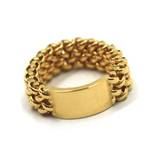 Load image into Gallery viewer, SOLID 18K YELLOW GOLD BAND FLEXIBLE RING OVAL ROUNDED CROSSED BRAIDED LINKS 8mm.