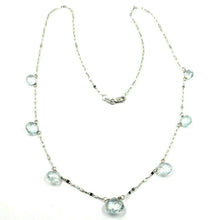 Charger l'image dans la galerie, 18k white gold necklace drop faceted aquamarine pendant alternate, chain.