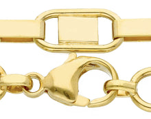 Cargar imagen en el visor de la galería, 18K YELLOW GOLD BRACELET SQUARED OVAL FLAT BIG 7mm LINKS, 8.3" 21cm ITALY MADE.