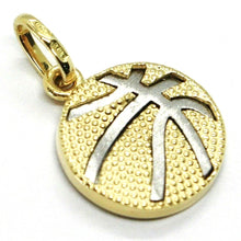 Load image into Gallery viewer, SOLID 18K YELLOW WHITE GOLD 17mm 0.67" BASKETBALL BASKET BALL PENDANT ITALY MADE.