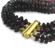 Load image into Gallery viewer, 18K YELLOW GOLD THREE WIRES MULTI STRAND NECKLACE WITH DISC GARNET, GOLD SPHERE.