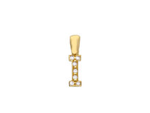 Load image into Gallery viewer, 18K YELLOW GOLD SMALL 10mm 0.4" PENDANT CHARM INITIAL LETTER I & CUBIC ZIRCONIA.