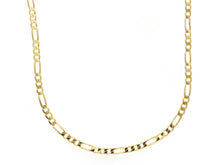 Load image into Gallery viewer, SOLID 18K GOLD FIGARO GOURMETTE CHAIN THIN 2mm WIDTH 24&quot; ALTERNATE 3+1 NECKLACE.
