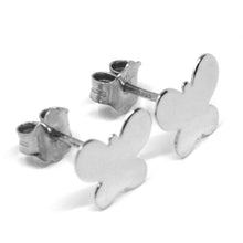 Load image into Gallery viewer, SOLID 18K WHITE GOLD EARRINGS FLAT BUTTERFLY, SHINY, SMOOTH, 8x10 MM.