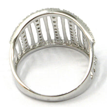 Load image into Gallery viewer, SOLID 18K WHITE GOLD BAND RING, MULTI WIRES, CUBIC ZIRCONIA, MADE IN ITALY.