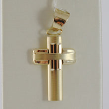 Cargar imagen en el visor de la galería, 18K YELLOW GOLD CROSS SMOOTH STYLIZED FINELY WORKED SATIN CURVED MADE IN ITALY.