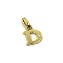 Cargar imagen en el visor de la galería, 18k yellow gold pendant charm small initial letter D, 10mm, 0.4", with diamond.