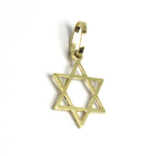 Load image into Gallery viewer, SOLID 18K YELLOW GOLD DAVID STAR PENDANT WORKED & SMOOTH TWO FACES DIAMETER 12mm.