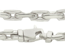 Cargar imagen en el visor de la galería, 18K WHITE GOLD CHAIN 4mm SQUARE ROUNDED CABLE RECTANGULAR LINK 60cm 24".