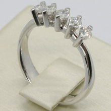 Load image into Gallery viewer, 18k white gold band ring with 5 diamonds, 0.40 carats engagement, made in Italy.