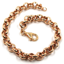 Cargar imagen en el visor de la galería, 18k rose gold rolo bracelet 8.1 inches, round 7 mm link, made in Italy.