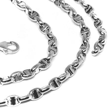 Cargar imagen en el visor de la galería, 18k white gold chain sailor's nautical navy mariner big oval 4mm link, 24" 60cm.