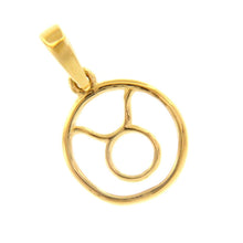 Load image into Gallery viewer, 18k yellow gold zodiac sign round mini 12mm pendant, zodiacal, taurus, stylized.
