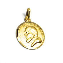 Load image into Gallery viewer, 18k yellow gold medal pendant, Saint Pio of Pietrelcina 13mm very detailed.
