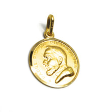 Load image into Gallery viewer, 18k yellow gold medal pendant, Saint Pio of Pietrelcina 13mm very detailed.
