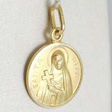Load image into Gallery viewer, solid 18k yellow gold Holy St Saint Santa Rita round medal Italy made small 11mm.
