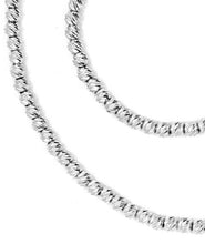 Cargar imagen en el visor de la galería, 18k white gold chain finely worked spheres 2 mm diamond cut balls, 16", 40 cm.