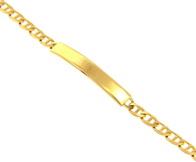 Load image into Gallery viewer, SOLID 18K YELLOW GOLD BRACELET 3.8mm FLAT MARINER OVAL LINK ENGRAVING PLATE 7.5".