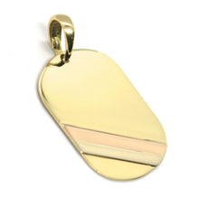 Load image into Gallery viewer, 18K YELLOW WHITE ROSE GOLD MEDAL PENDANT, ROUNDED SQUARE, SMOOTH, 0.9 INCHES.