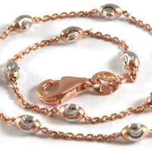 Load image into Gallery viewer, 18k rose &amp; white gold rolo alternate bracelet 3mm worked faceted oval balls 7.1&quot;.
