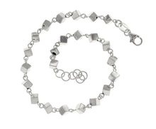 Load image into Gallery viewer, 18k white gold bracelet, 19cm 7.5", cubes 5mm 0.2" row, made in Italy.