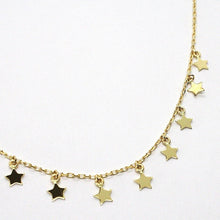 Load image into Gallery viewer, 18K YELLOW GOLD NECKLACE WITH PENDANT FLAT STARS STAR, 16.5 INCHES MADE IN ITALY.