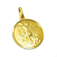 Load image into Gallery viewer, solid 18k yellow gold Saint Michael Archangel 19 mm very detailed medal, pendant.
